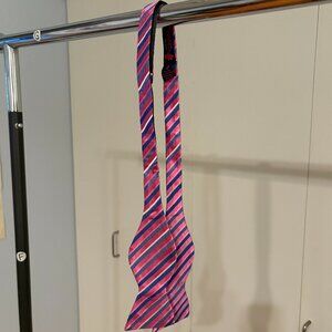 Rooster Silk Pink, Blue, & White Adjustable Bow Tie